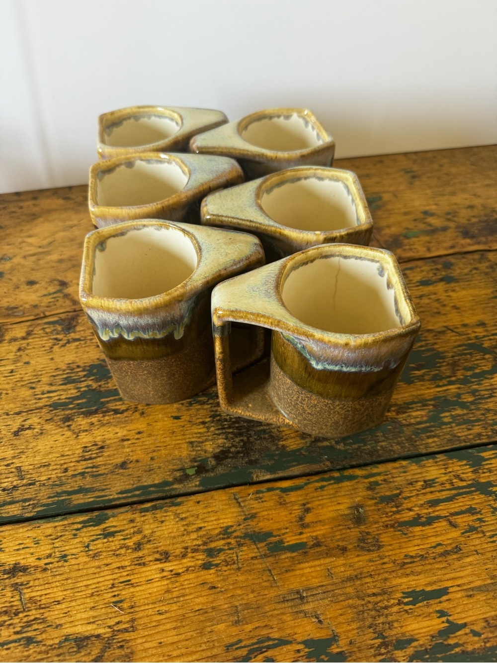 Set of 6 Drip-Glaze Ceramic Espresso Cups